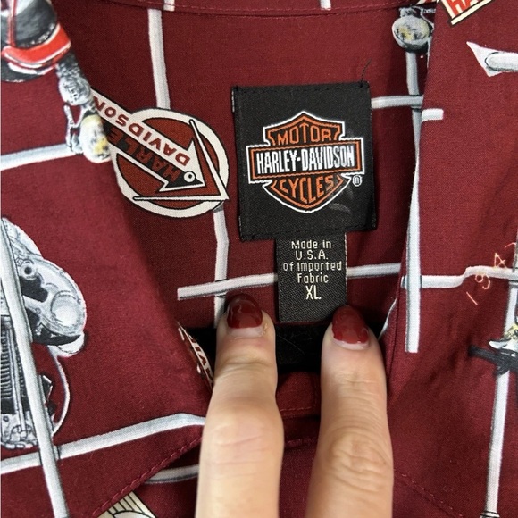 Vintage Harley Davidson Y2K Hawaiian Shirt XL USA Tori Richard - Picture 3 of 9